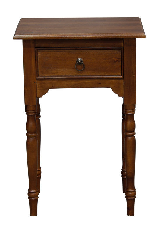 Milly Turn Leg 1 Drawer Side Table Mahogany