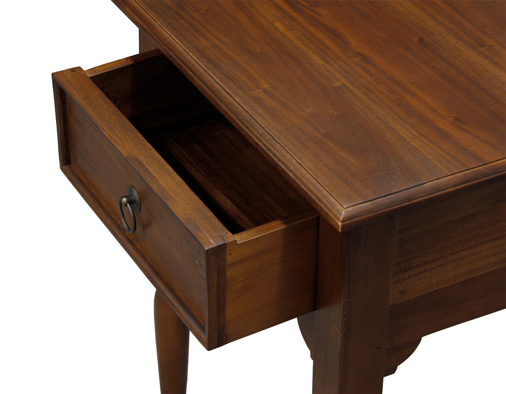 Milly Turn Leg 1 Drawer Side Table Mahogany