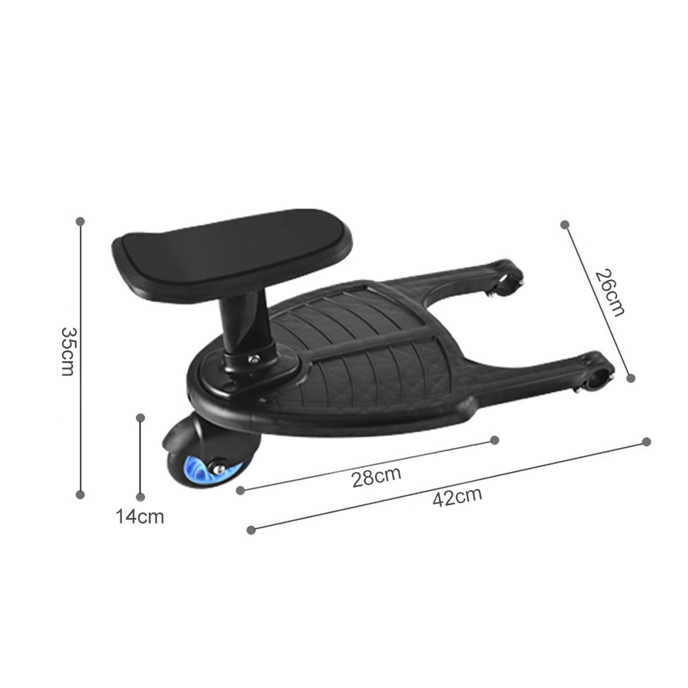 Durable Toddler Stroller Step Board, 360° Wheels, Blue