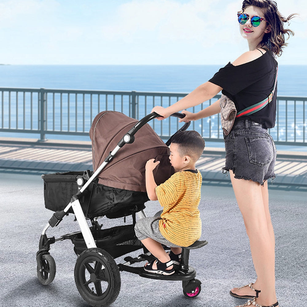 Adjustable Stroller Step Board with 360° Wheels for Kids