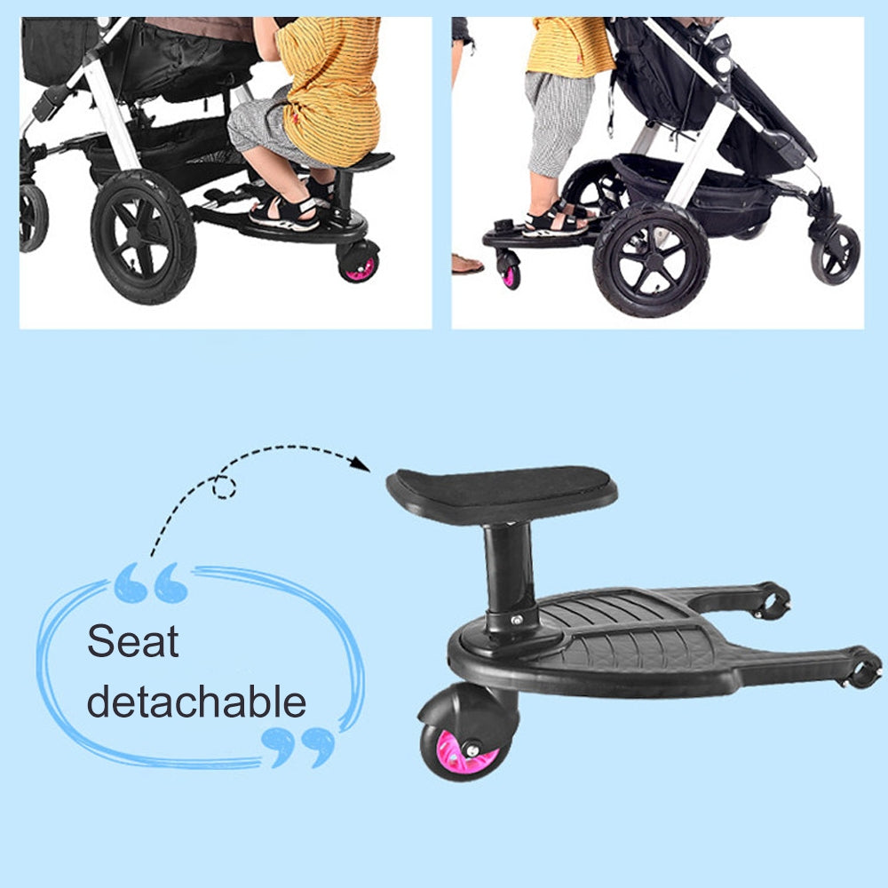 Adjustable Stroller Step Board with 360° Wheels for Kids