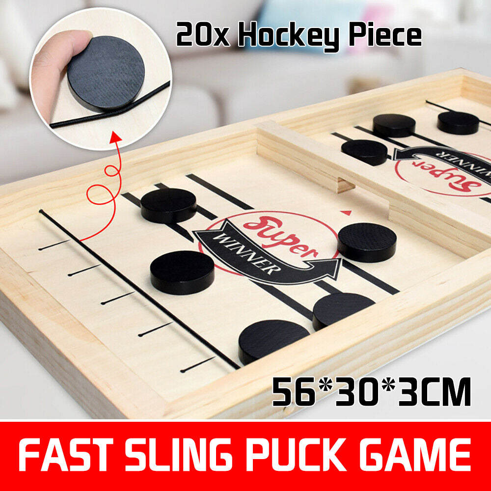 Premium Wooden Fast Sling Puck Game Set - 2 Player