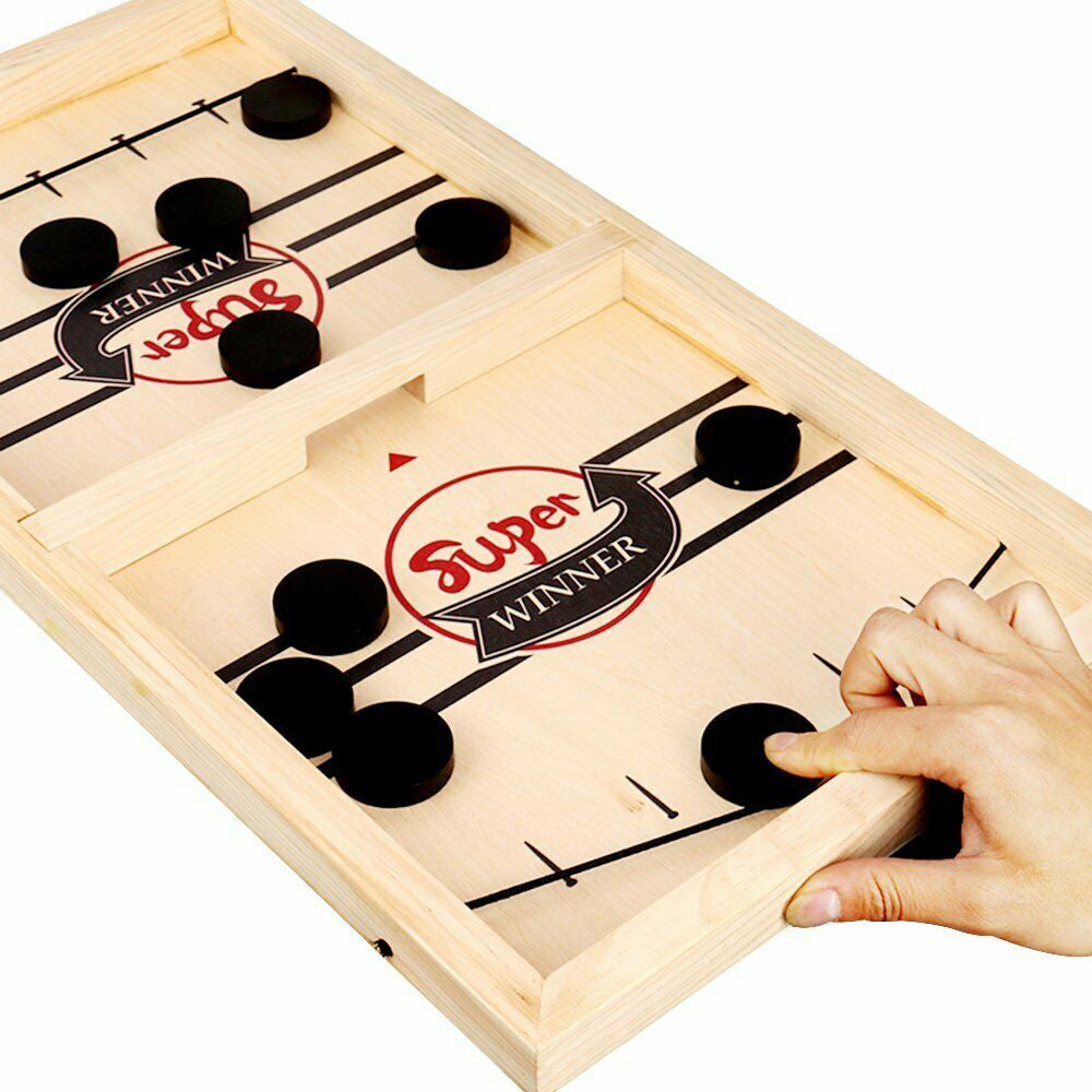 Premium Wooden Fast Sling Puck Game Set - 2 Player