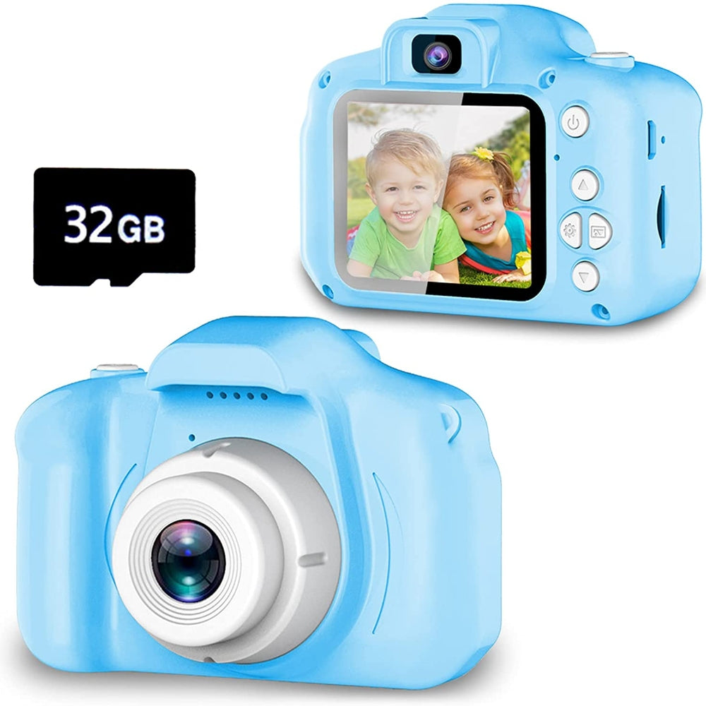 HD Mini Kids Camera 2.0" LCD, 32GB Card, Games, Blue