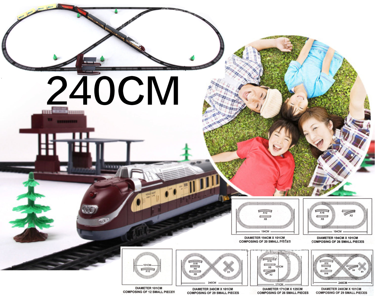 Realistic Classic Electric Train Set with Tracks & Lights