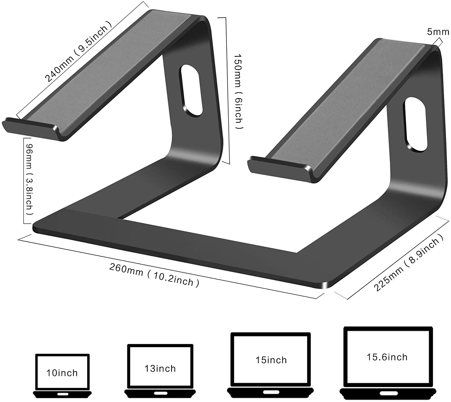 Ergonomic Aluminium Laptop Stand Non-Slip Portable Cooling Tray