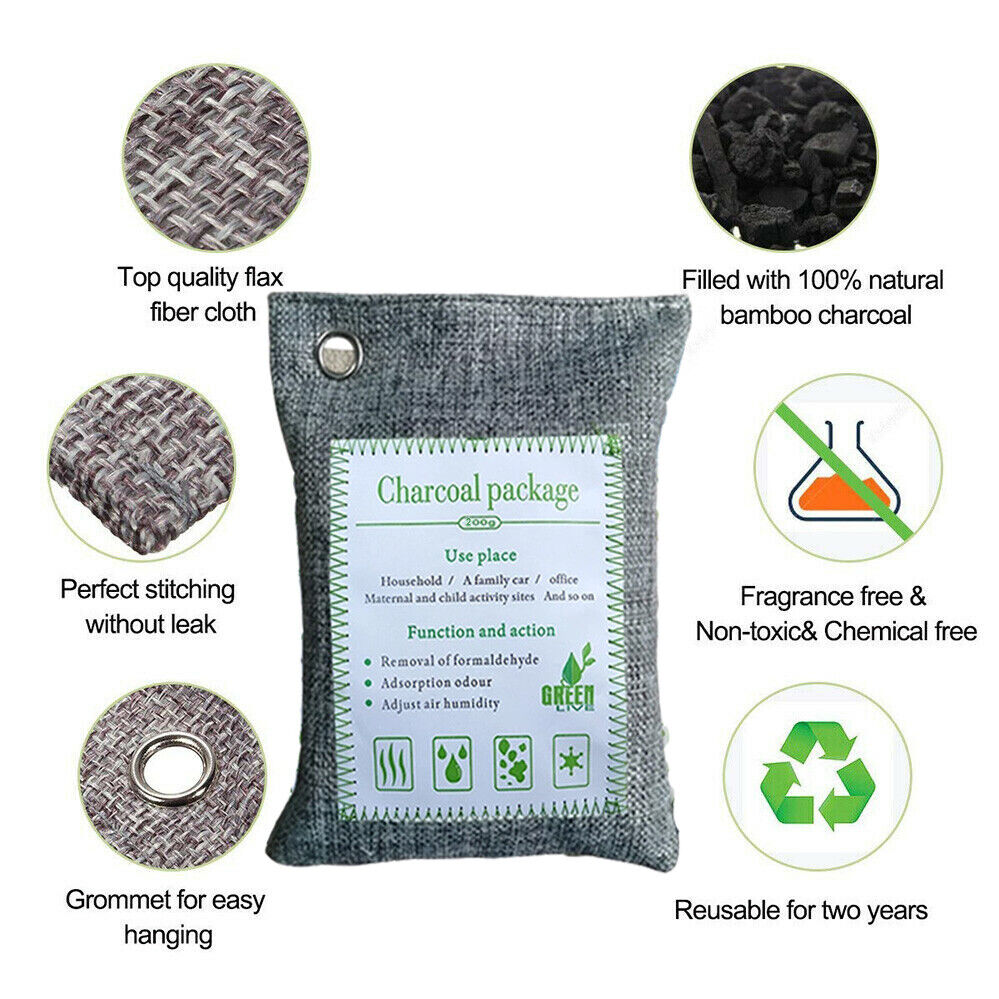 30PCS 200g Bamboo Charcoal Air Purifying Bags Odor Remover