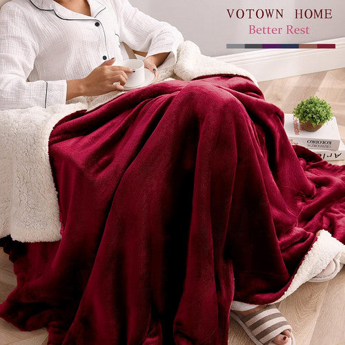 Double-side Flannel Heated Electric Throw Blanket Fast Heating Warm Washable red