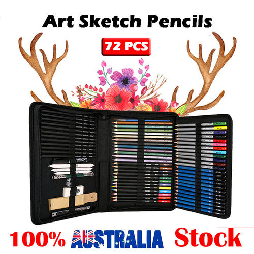 72pcs Complete Drawing Pencil Set with Sketch Charcoal Tools