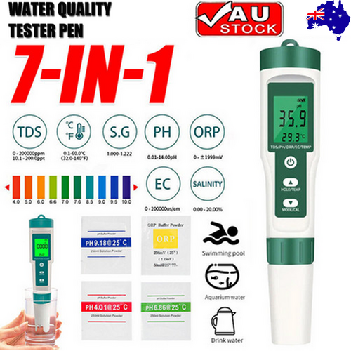 IP67 Waterproof 7-in-1 PH/EC/TDS Water Quality Tester Pen