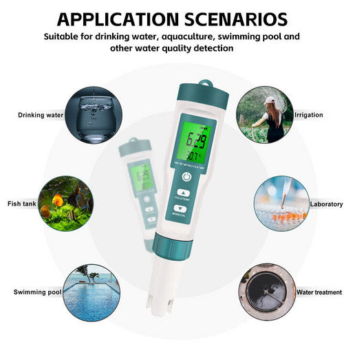 IP67 Waterproof 7-in-1 PH/EC/TDS Water Quality Tester Pen