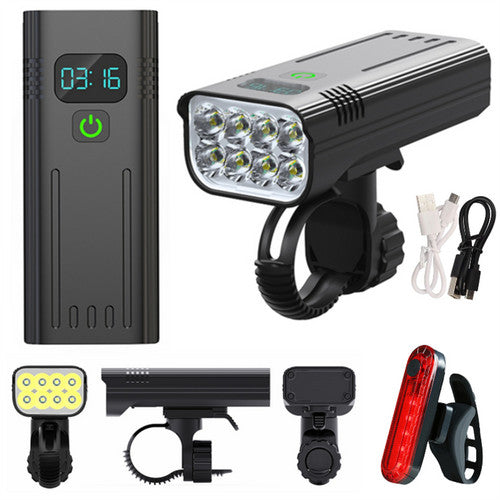 Waterproof Bike Light Set with Digital Battery Display Aluminum Alloy 360° Mount