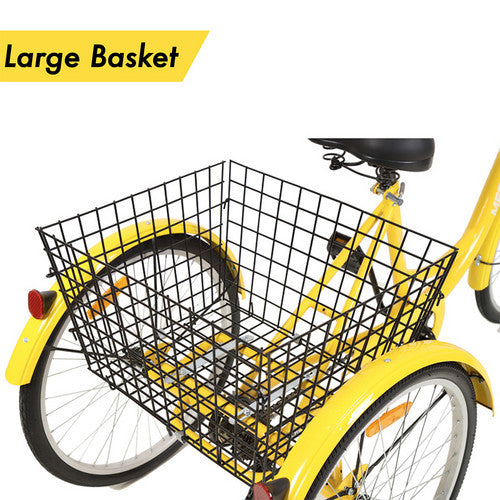 Durable 26" 7-Speed Adult Tricycle w/ Basket & Lock