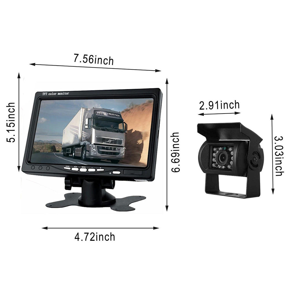 7" Waterproof HD Monitor Reversing Kit with IR Camera