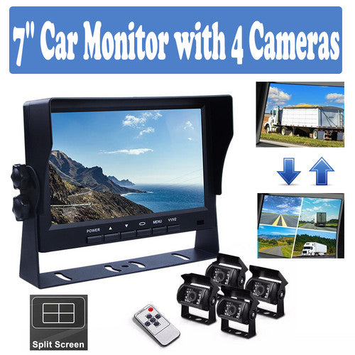 1080P 4-Camera 7" DVR Screen Monitor Kit for Trucks, Buses