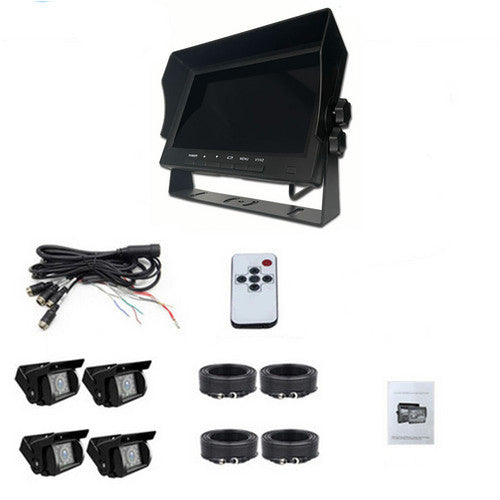 1080P 4-Camera 7" DVR Screen Monitor Kit for Trucks, Buses