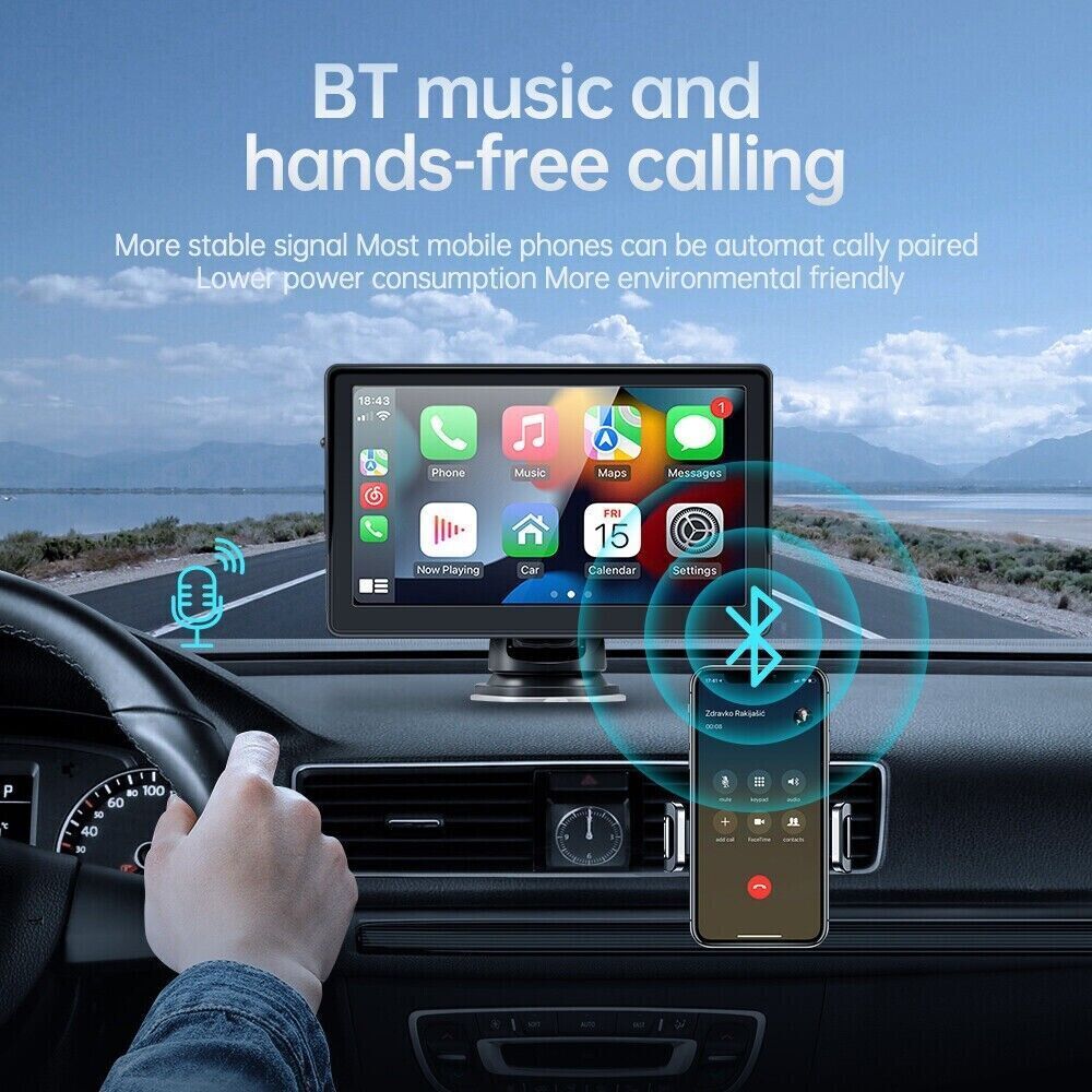 7" Wireless Car Radio Apple Carplay Android Auto Bluetooth 5.1 + Cam