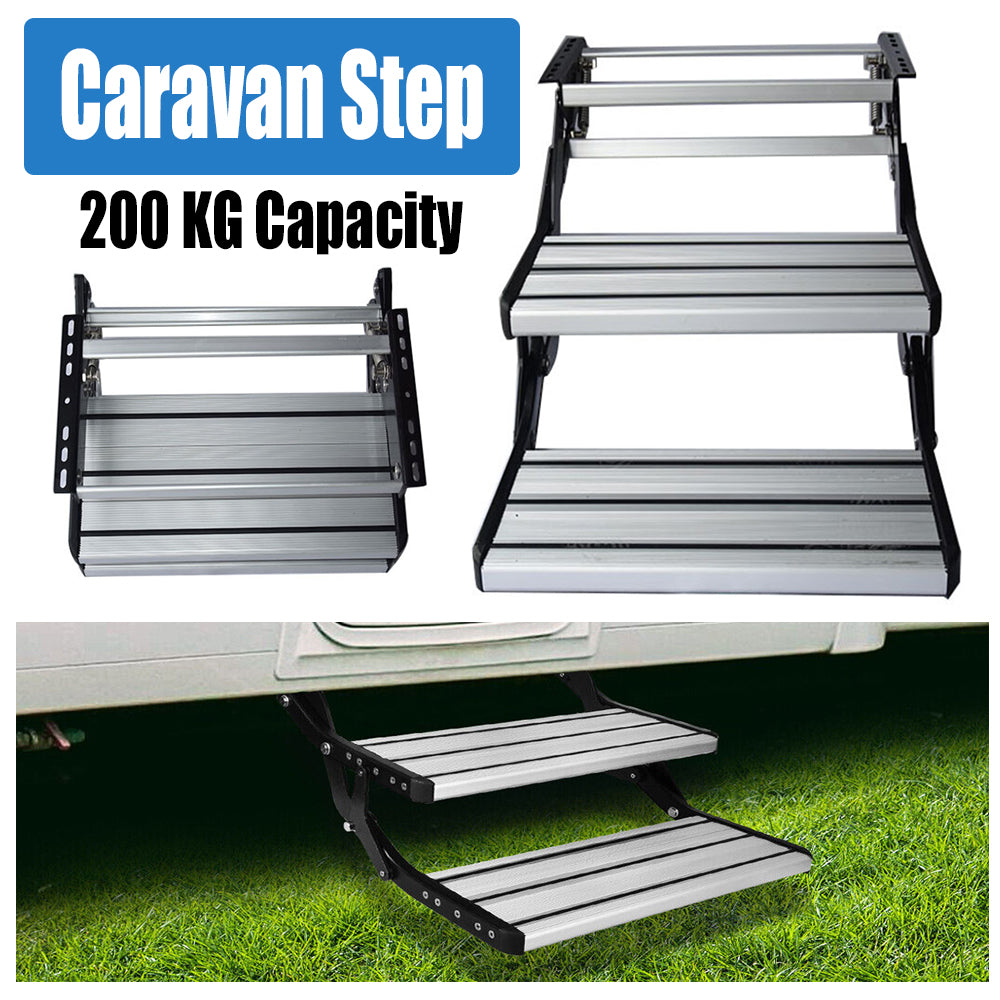 Aluminium Double Caravan Step Pull Out Folding Steps For Road RV Campe
