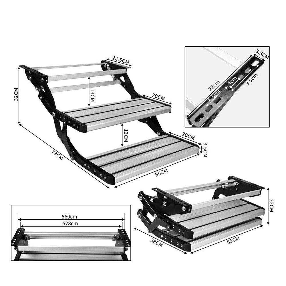 Lightweight Aluminium Double Caravan Steps with Anti-Slip