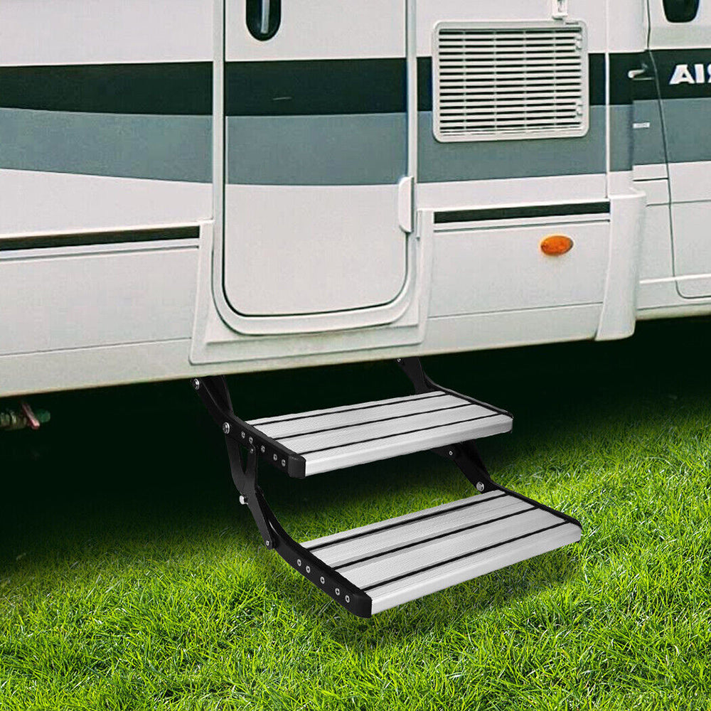 Lightweight Aluminium Double Caravan Steps with Anti-Slip