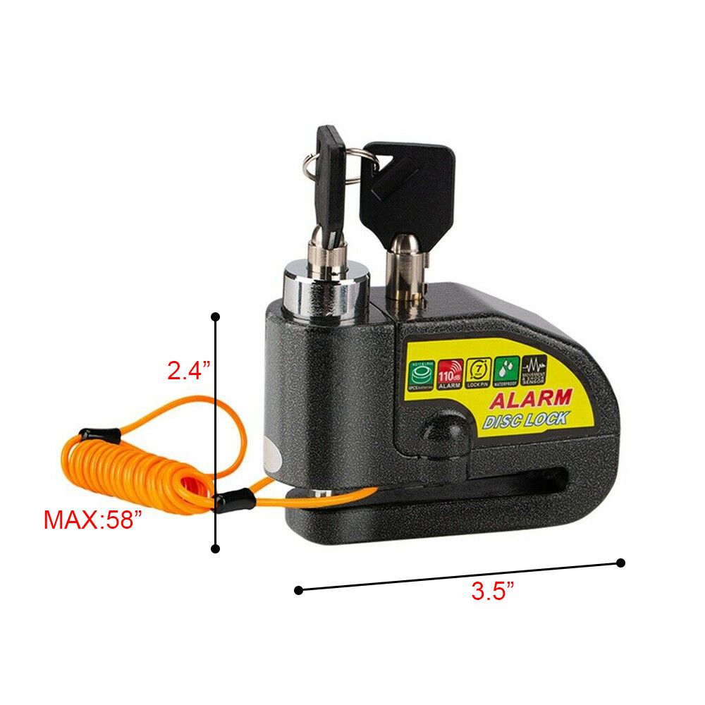 Black Motorcycle Alarm Disc Lock Motor Bike Brake Security Electric Bicycle Lock AU