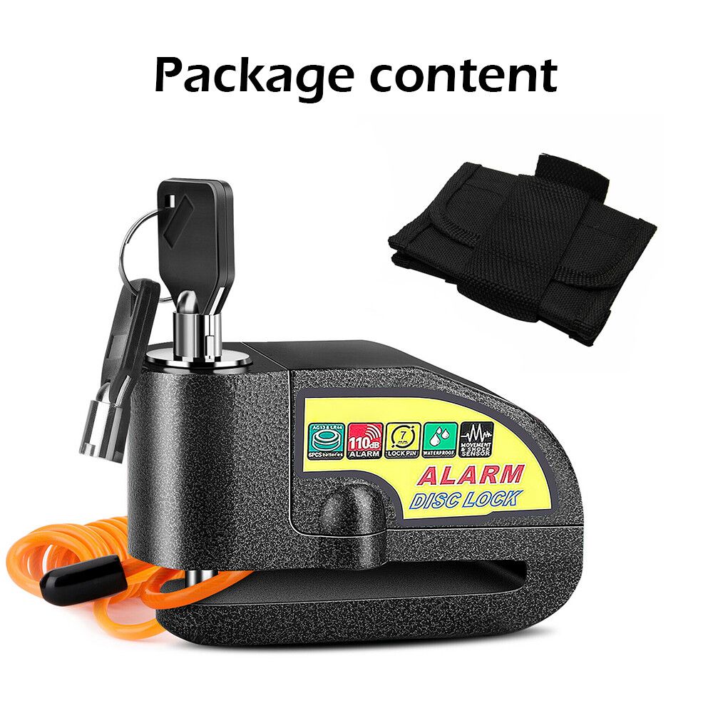 Black Motorcycle Alarm Disc Lock Motor Bike Brake Security Electric Bicycle Lock AU