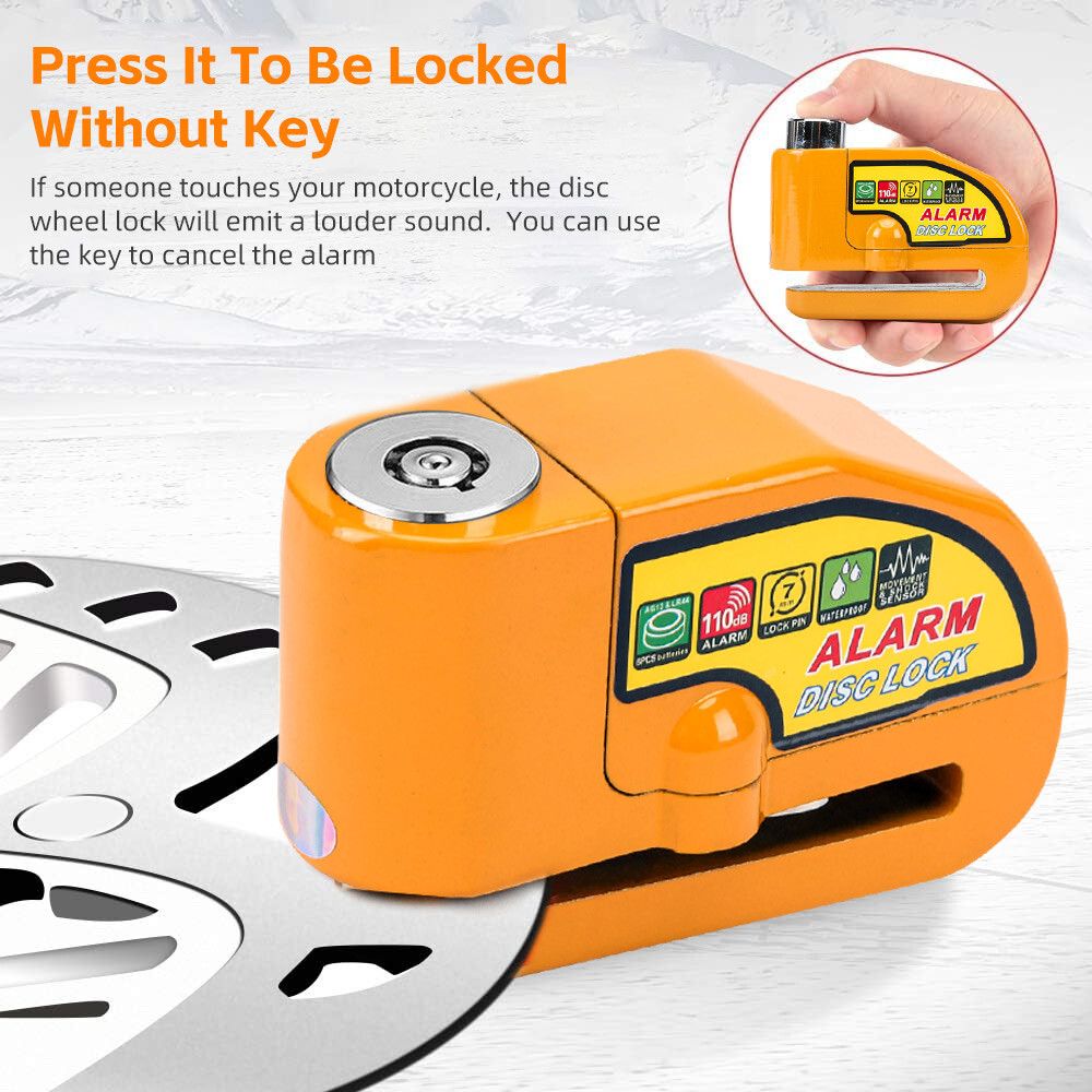 Yellow Motorcycle Alarm Disc Lock Motor Bike Brake Security Electric Bicycle Lock AU