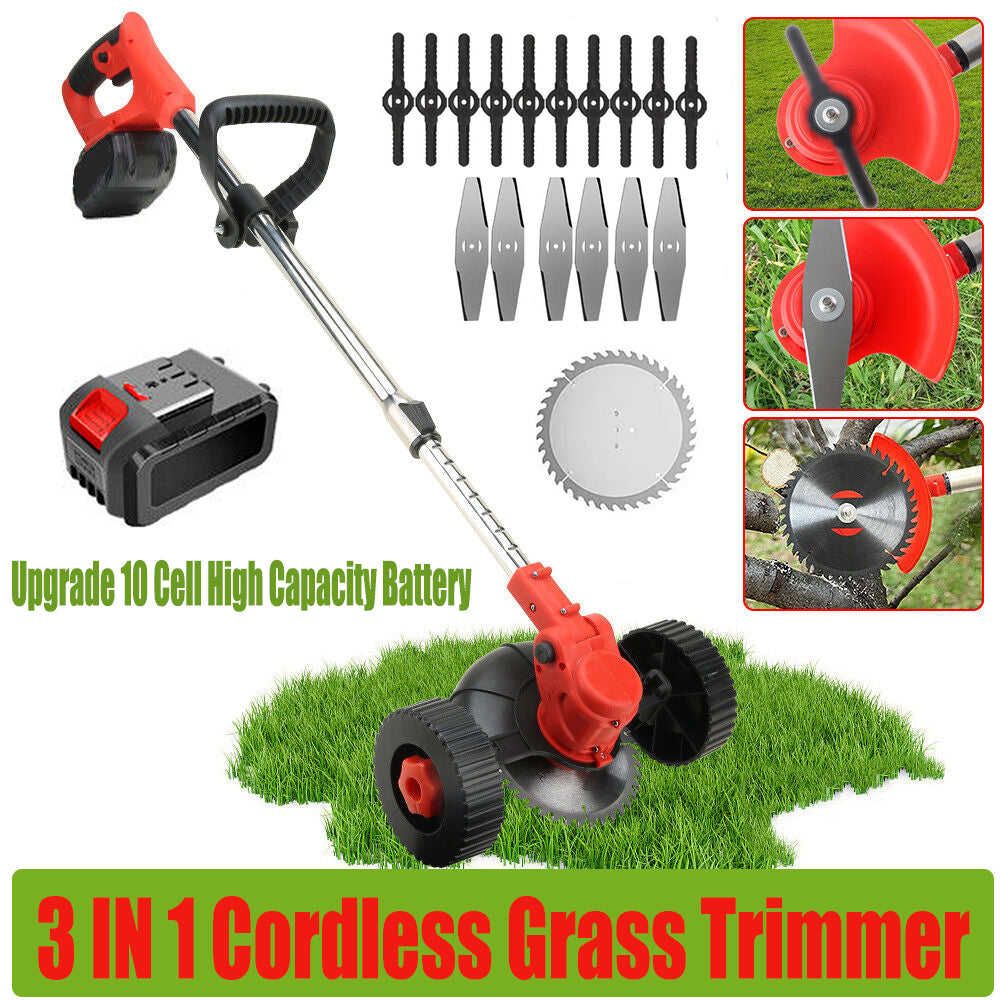 Powerful 1900W 3-in-1 Cordless Trimmer & Brush Cutter with 2 Batteries