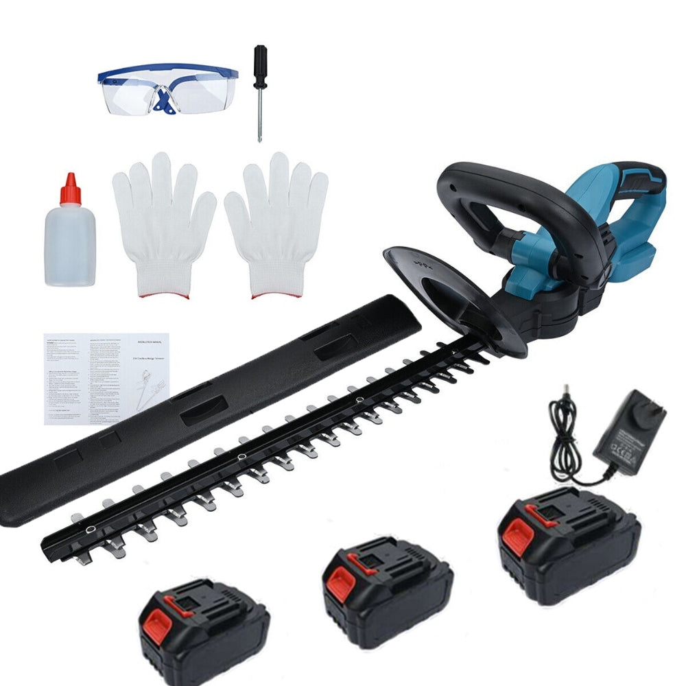 36V Cordless Hedge Trimmer, Dual Blade, 3 Batteries Set