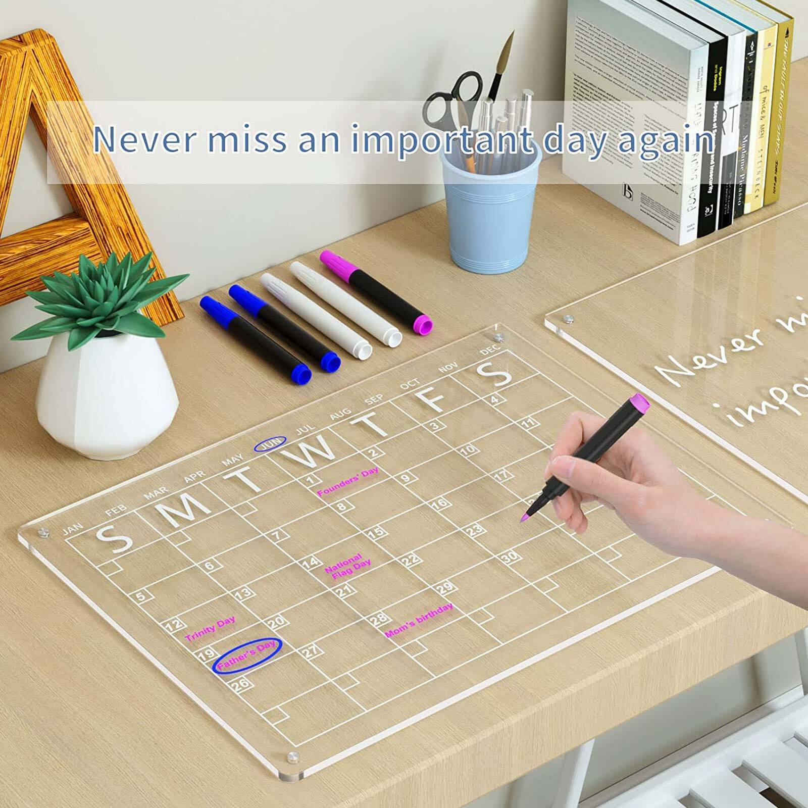 Transparent Magnetic Acrylic Fridge Calendar Set, 40x30cm