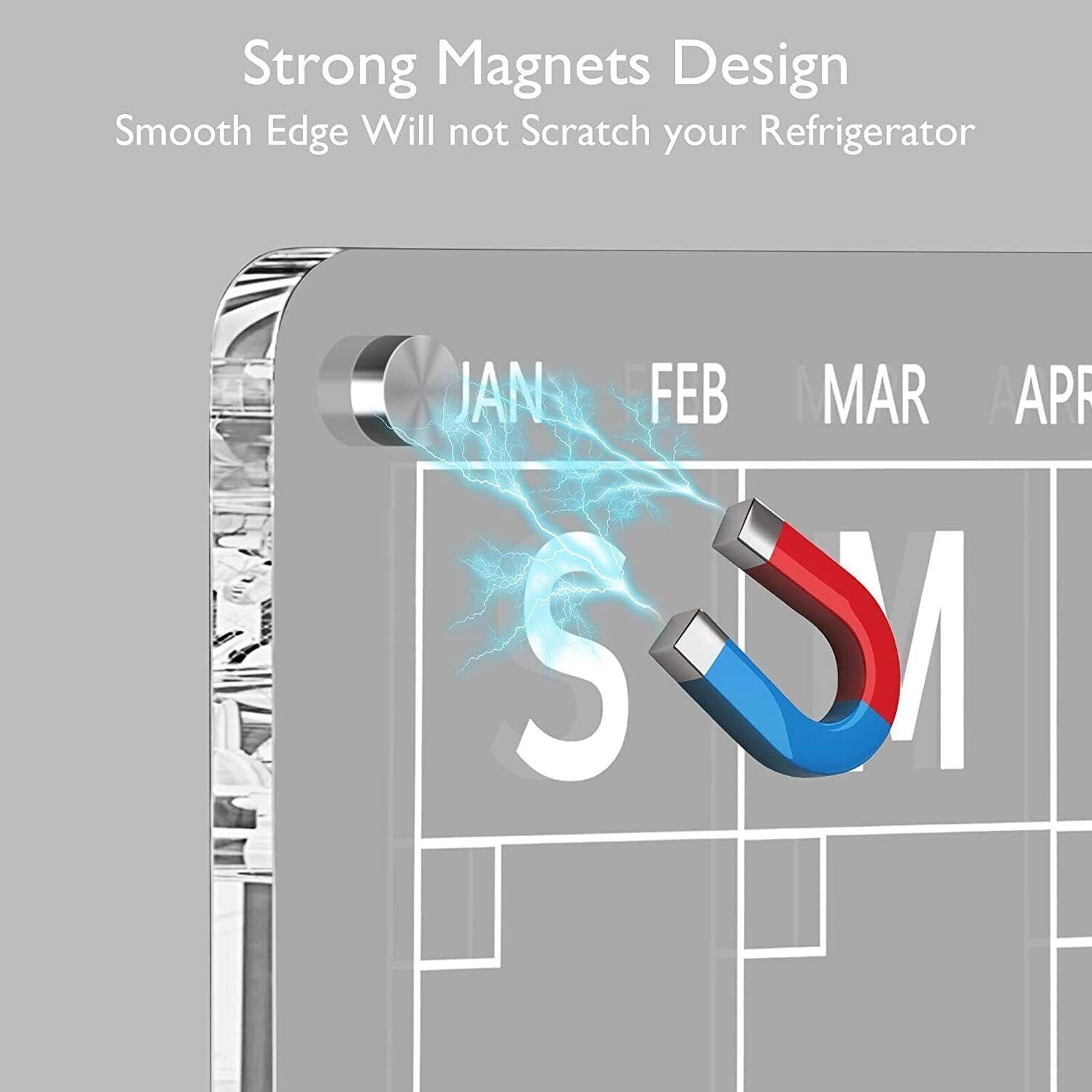 Transparent Magnetic Acrylic Fridge Calendar Set, 40x30cm