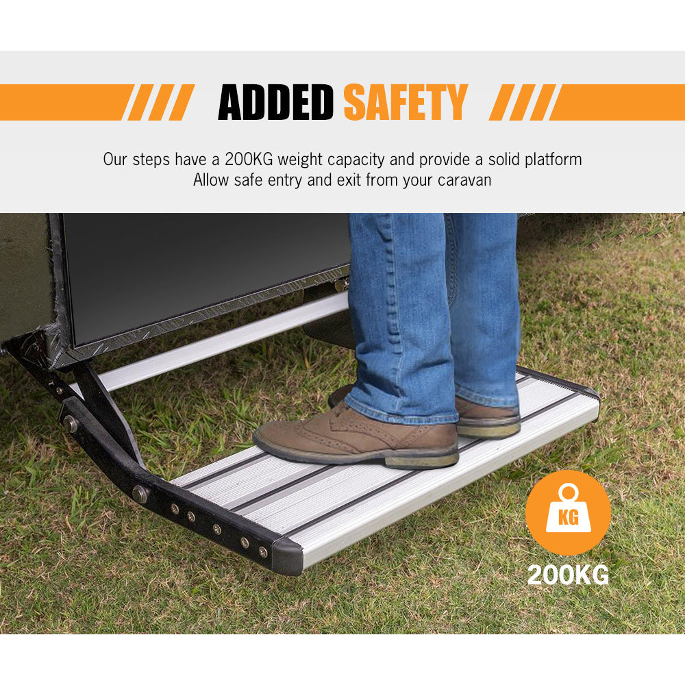 200KG Aluminum Pull Out Caravan Step Folding RV Trailer