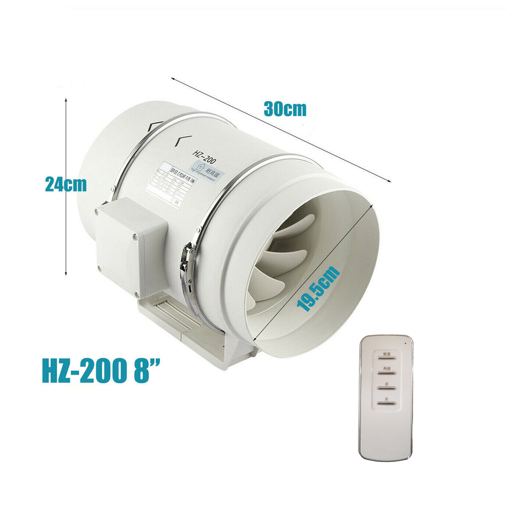 130W ABS 8" Extractor Fan w/ Remote, 2550r/min, 1200m3/h