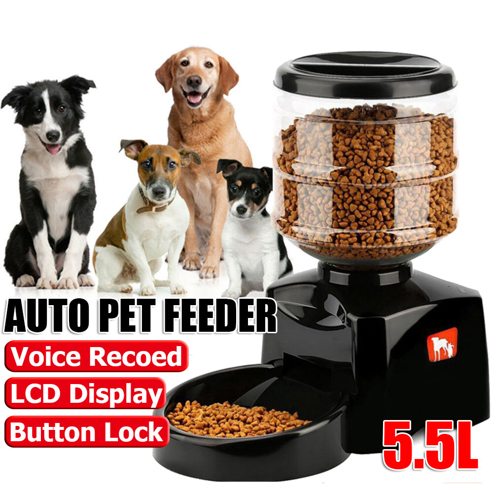 5.5L Automatic Pet Feeder with LCD, Voice Recorder - Smart Meal Dispenser