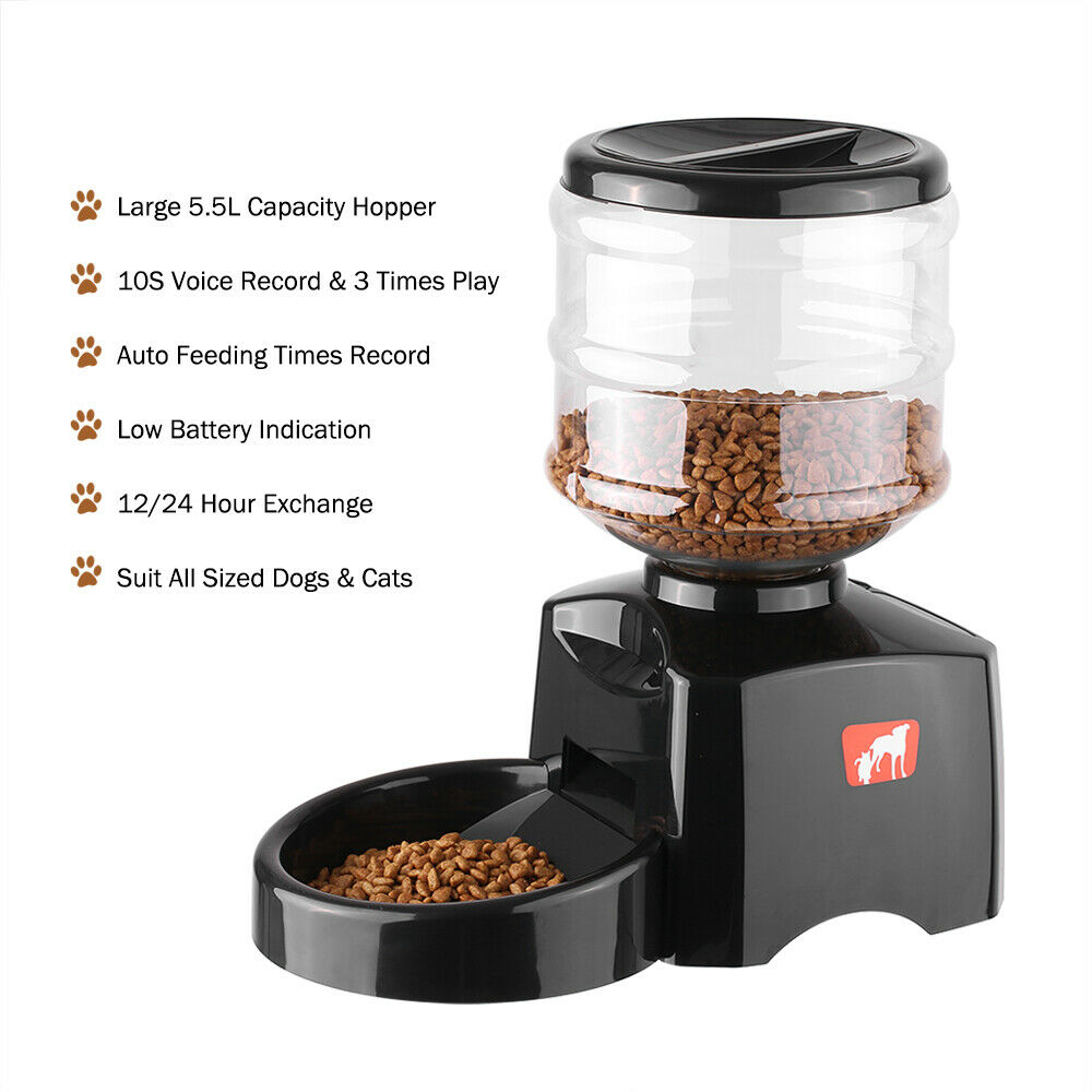 5.5L Automatic Pet Feeder with LCD, Voice Recorder - Smart Meal Dispenser