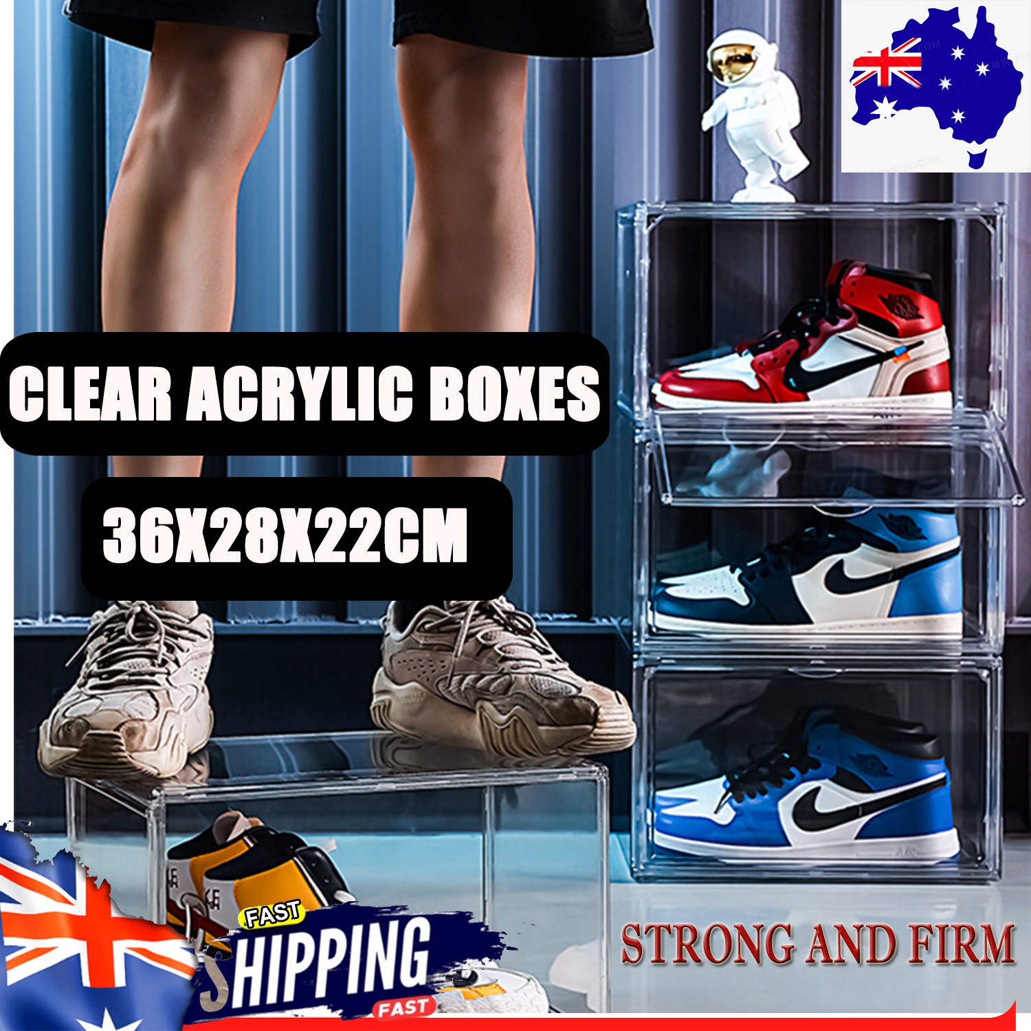 Ultra-clear Stackable Acrylic Shoe Box with Magnetic Side Door