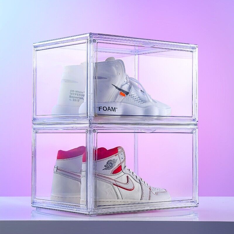 Ultra-clear Stackable Acrylic Shoe Box with Magnetic Side Door