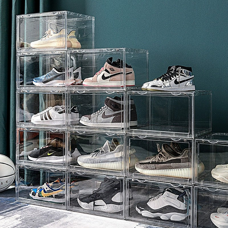 Ultra-clear Stackable Acrylic Shoe Box with Magnetic Side Door