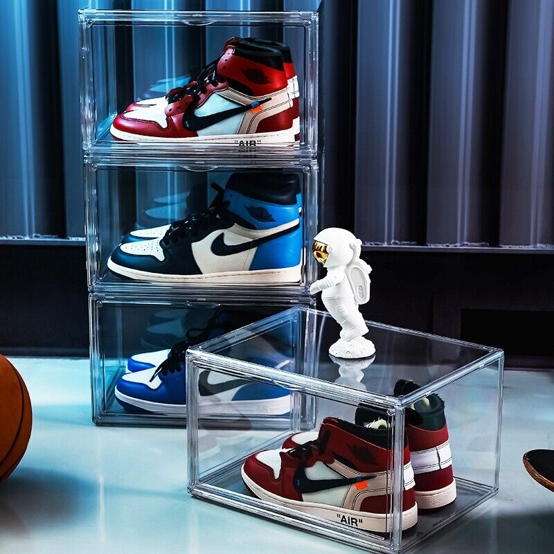 Ultra-clear Stackable Acrylic Shoe Box with Magnetic Side Door