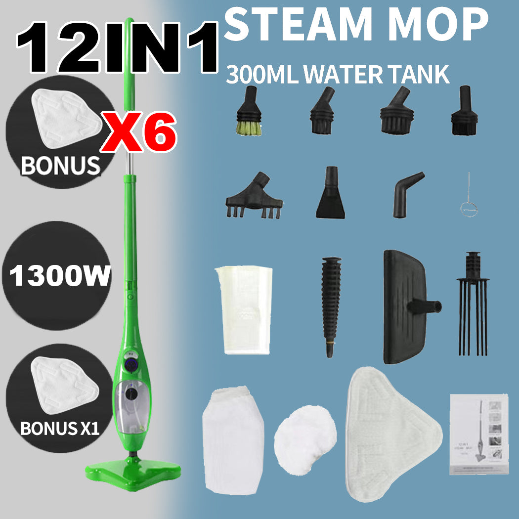 High Pressure 1300W Steam Mop, 300ml Tank, IPX4