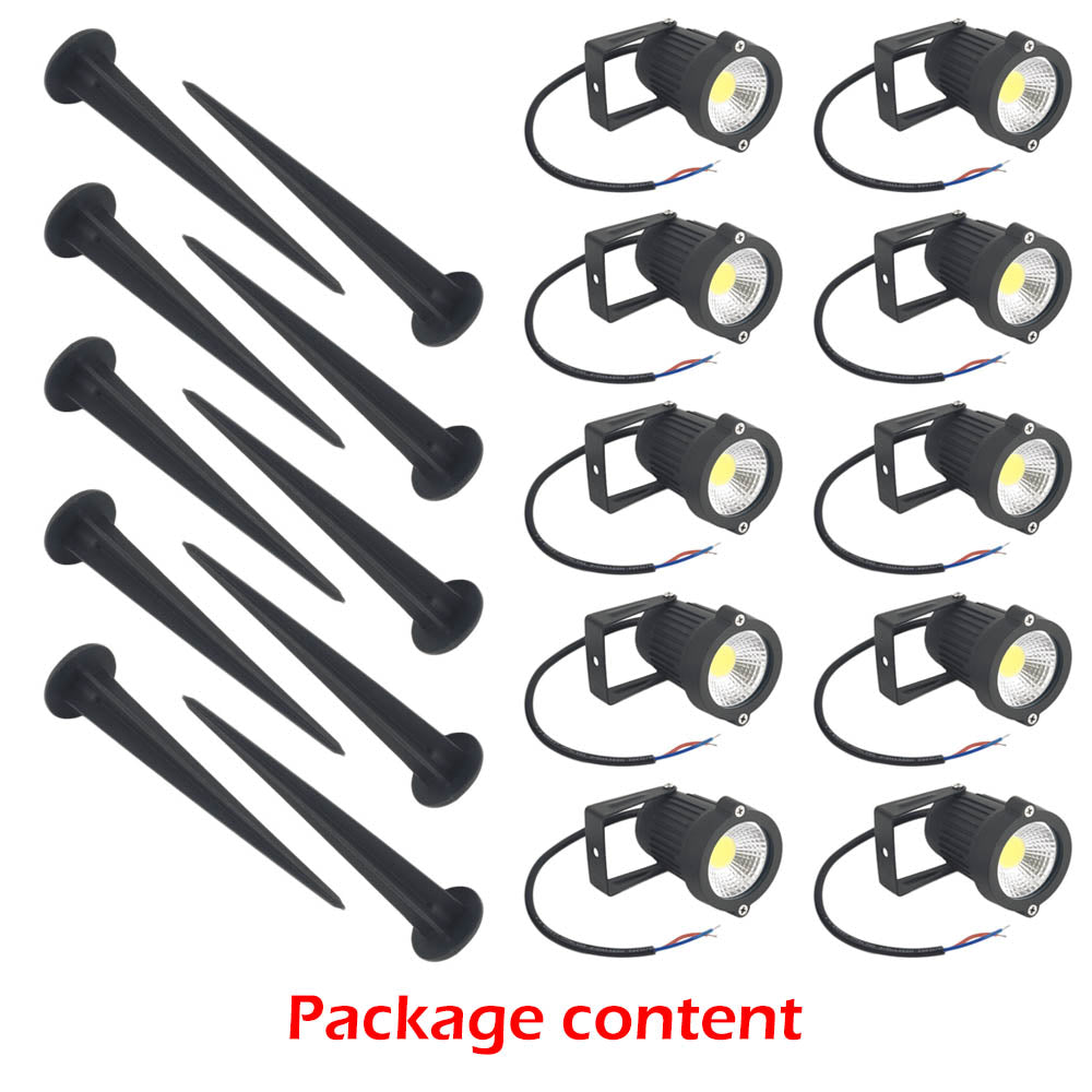 10PCS 5W LED Waterproof Garden Spotlights Warm White 12V