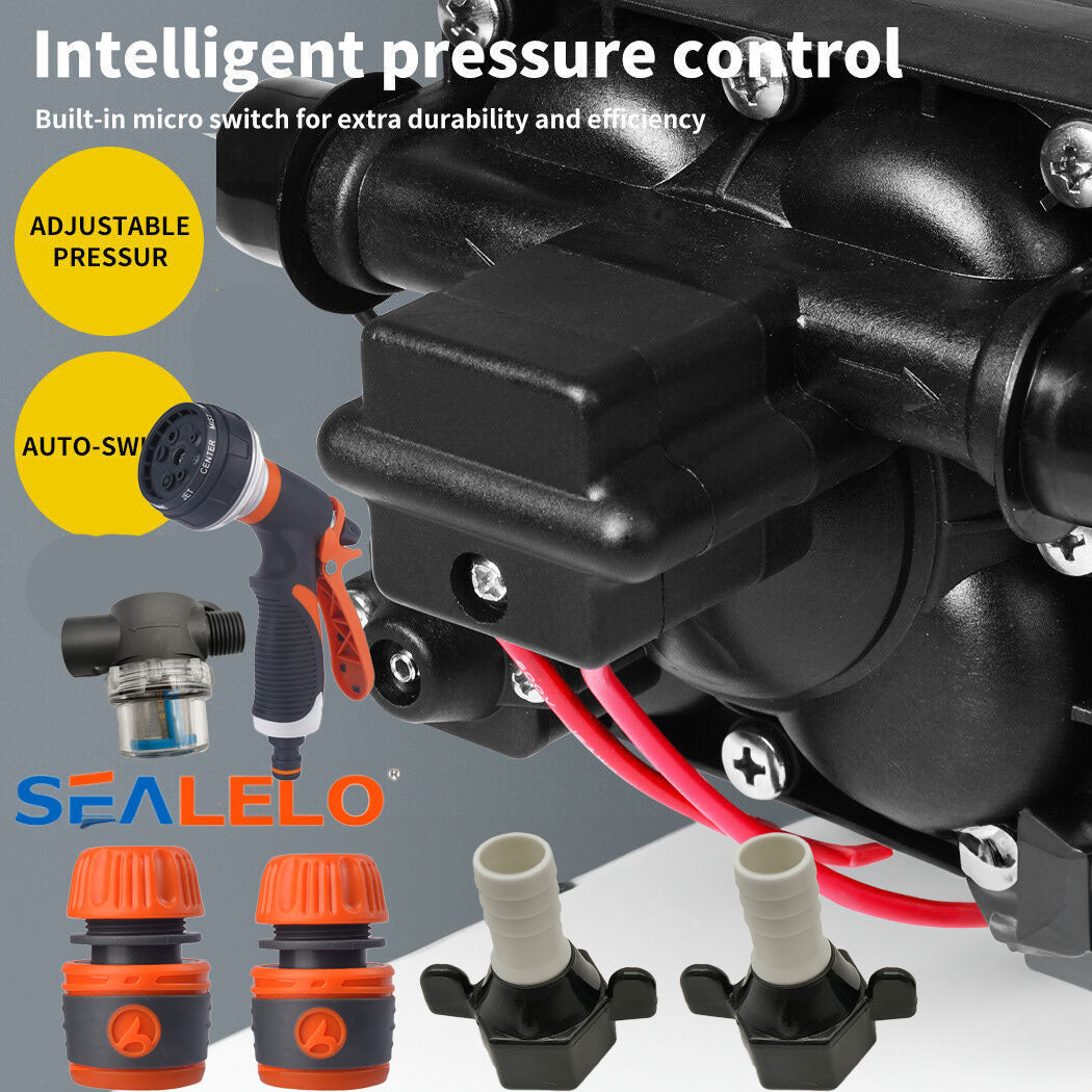 12V High Pressure Water Pump Self-priming 20.8L/M 70PSI SEALFLO