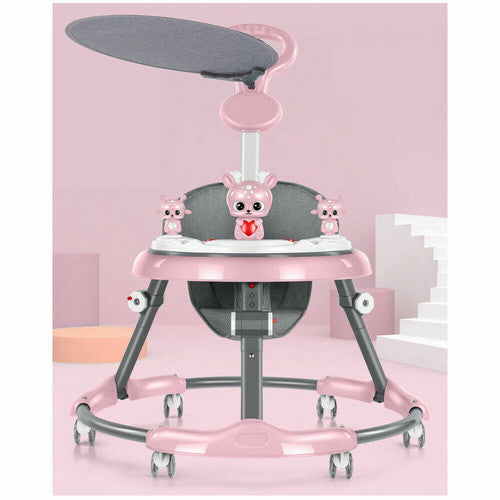 Adjustable 7-Level Baby Walker Stroller with Music and Toys