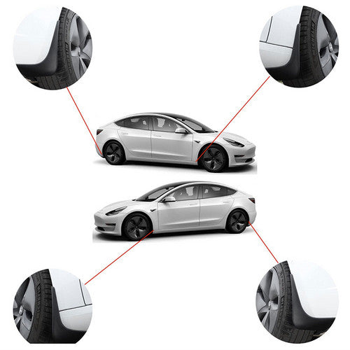 Matte Gray 19" Tesla Y Wheel Caps & Mud Flaps - 8 Pc Set