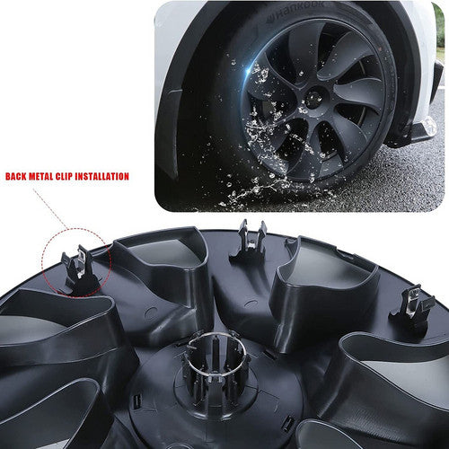 19" Matte Black Turbine Hub Caps Set Tesla Model Y/3, 4PCS