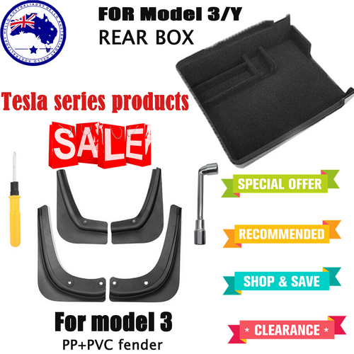 Tesla Model 3/Y TPE PP Mud Flaps & Storage Box Set