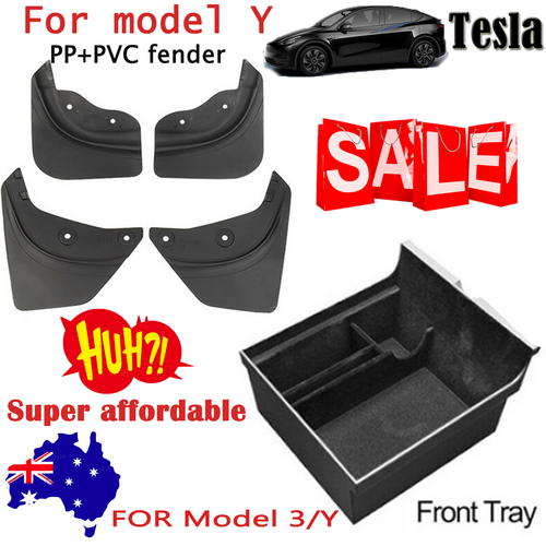 Enlarged TPE Mud Flaps & Console Organizer for Tesla Model Y