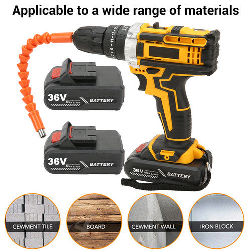 48V Heavy Duty Cordless Drill Kit, 28Nm Torque, 2 Batteries