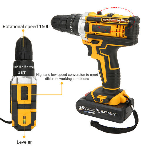 48V Heavy Duty Cordless Drill Kit, 28Nm Torque, 2 Batteries