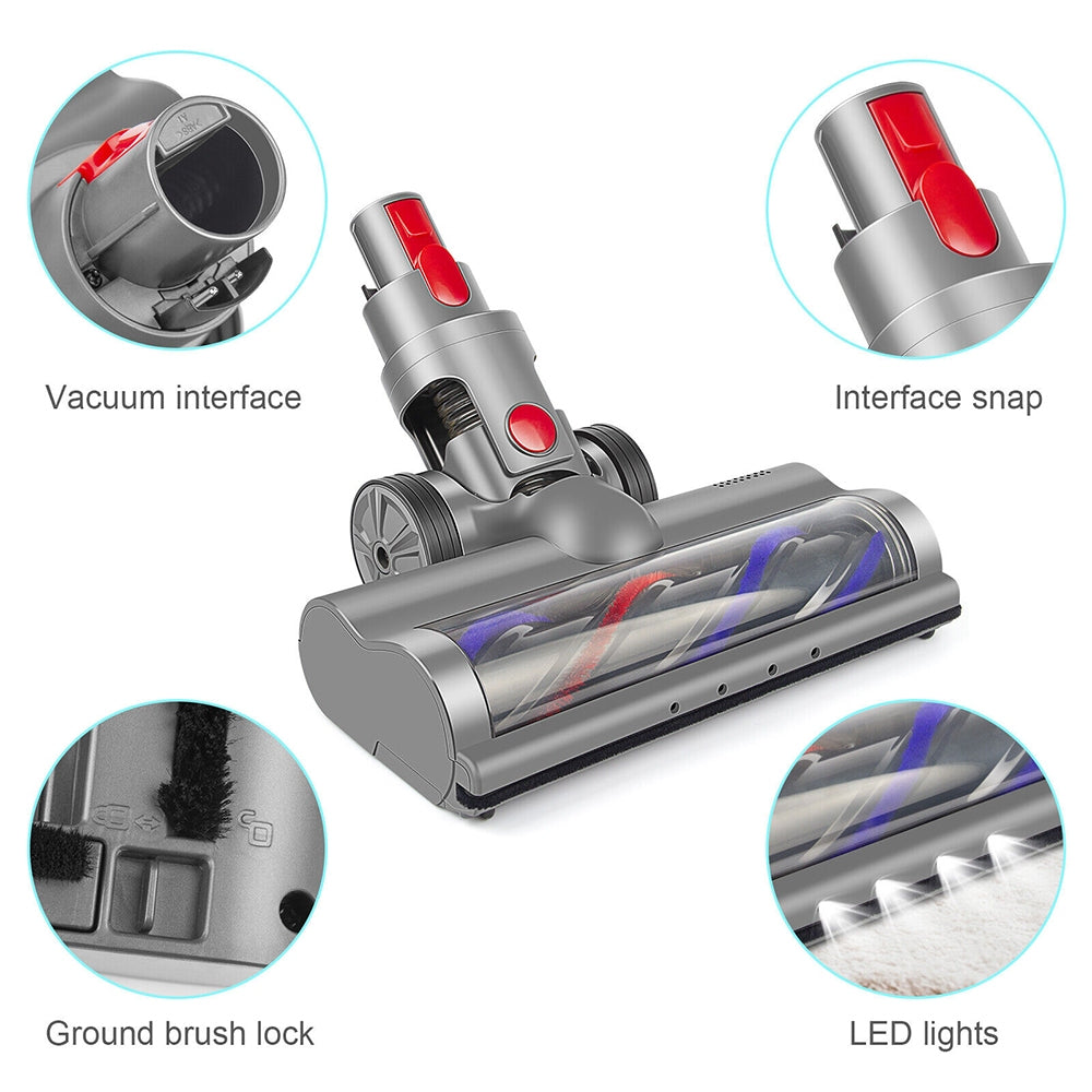 LED Turbo Brush Roller Head for Dyson V7-V15 - Powerful Suction, Quick Release